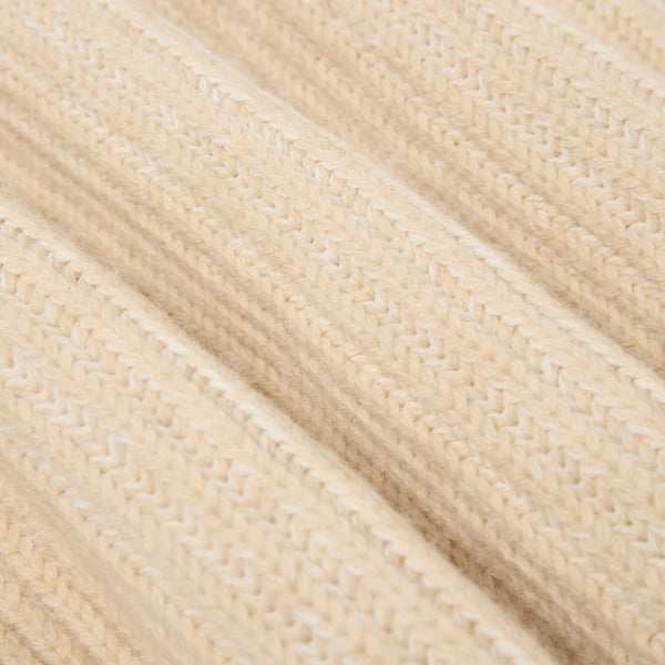 Edwin Roni High Collar Sweater Knit - Beige Garment Washed - Front Close Up