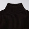 Edwin Roni High Collar Sweater Knit - Dark Brown Garment Washed - Front Close Up