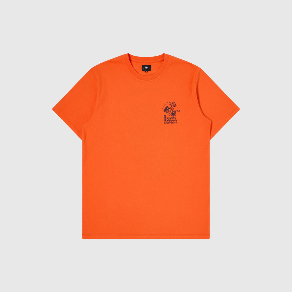 Edwin Agaric Village Tee - Tangerine - Front