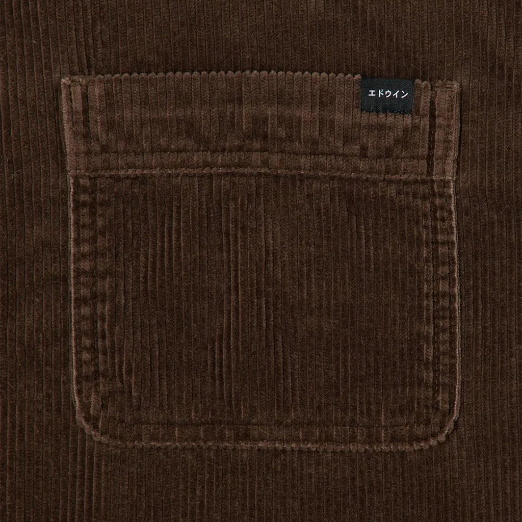 Edwin Ander Shirt L/S - Rain Drum Stone Washed - Front Close Up