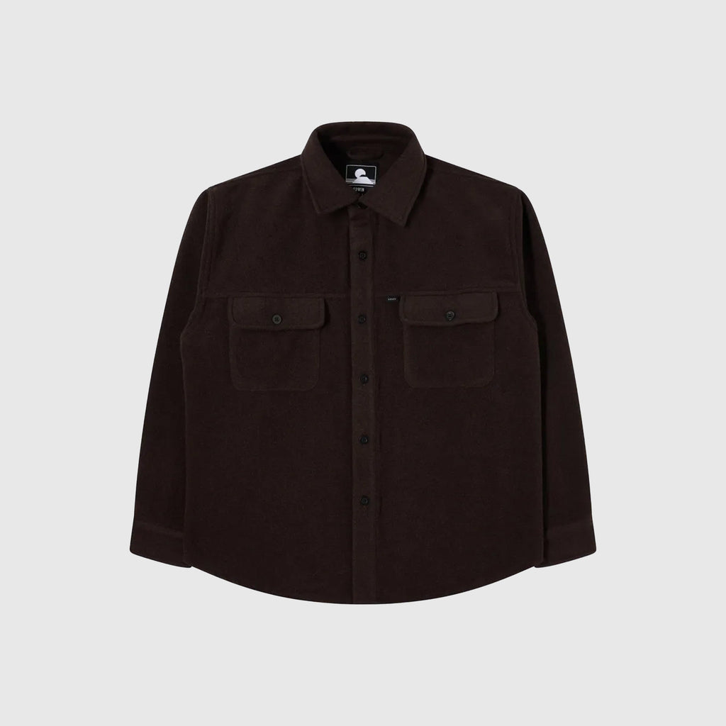 Edwin Jowen Overshirt L/S - Brown Unwashed - Front