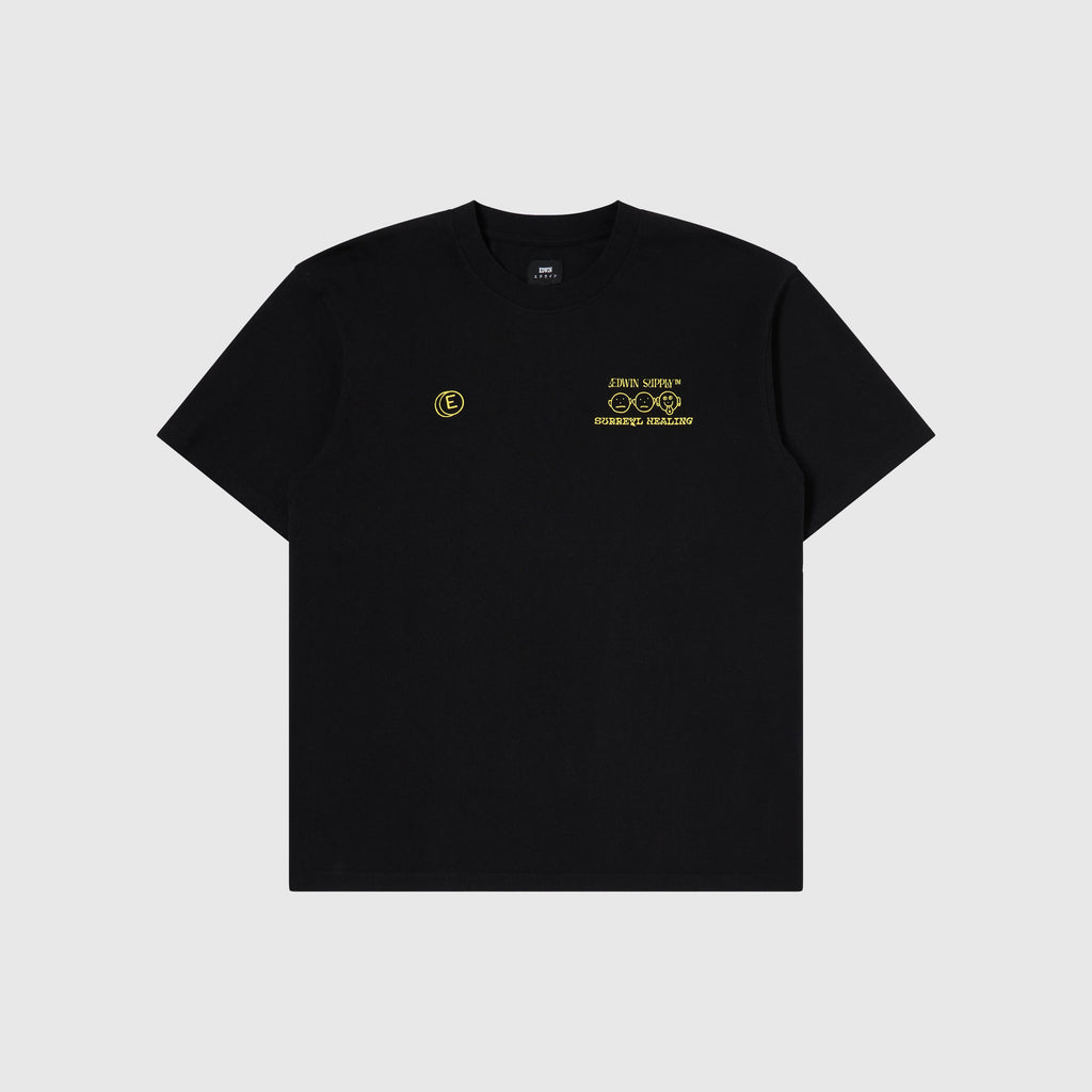 Edwin Placebo Tee - Black Garment Washed - Front