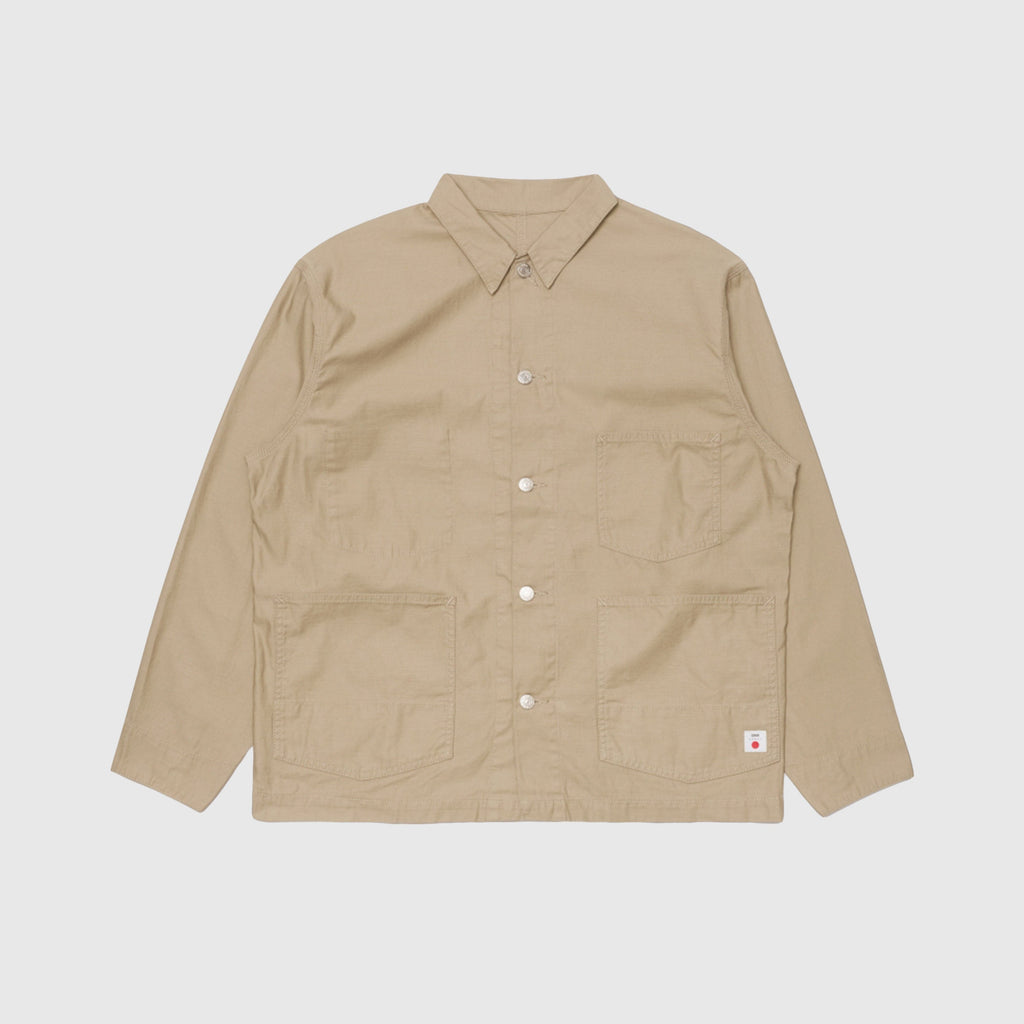 Edwin Coverall Jacket - Beige Garment Washed - Front