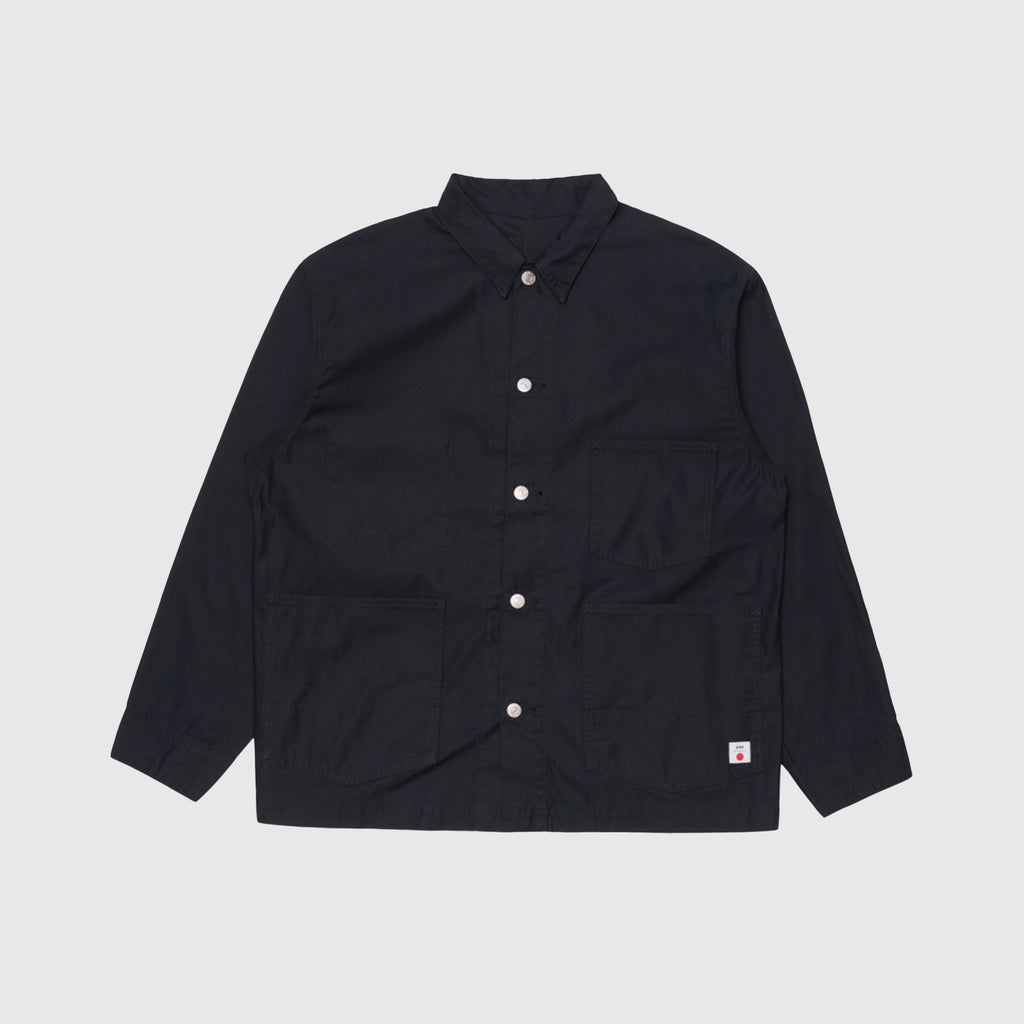 Edwin Coverall Jacket - Black Garment Washed - Front
