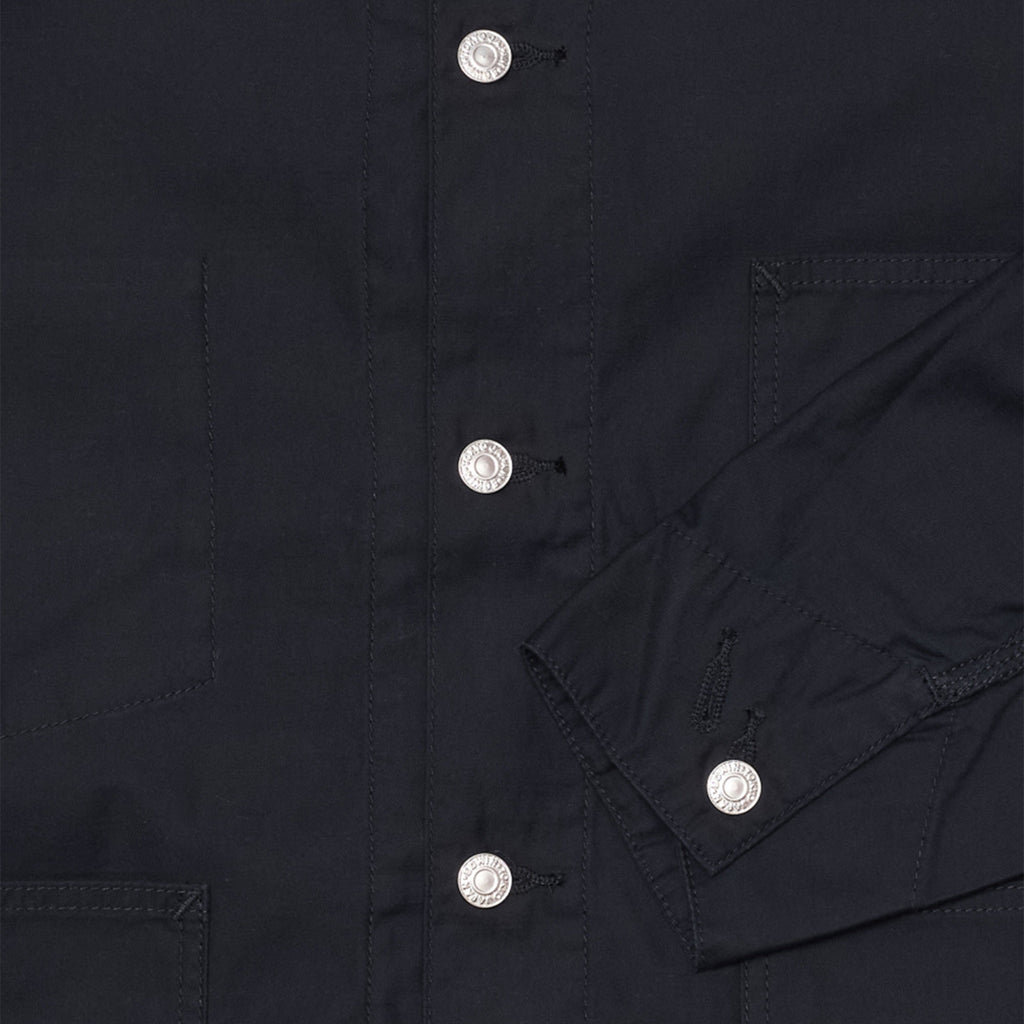 Edwin Coverall Jacket - Black Garment Washed - Front Close Up