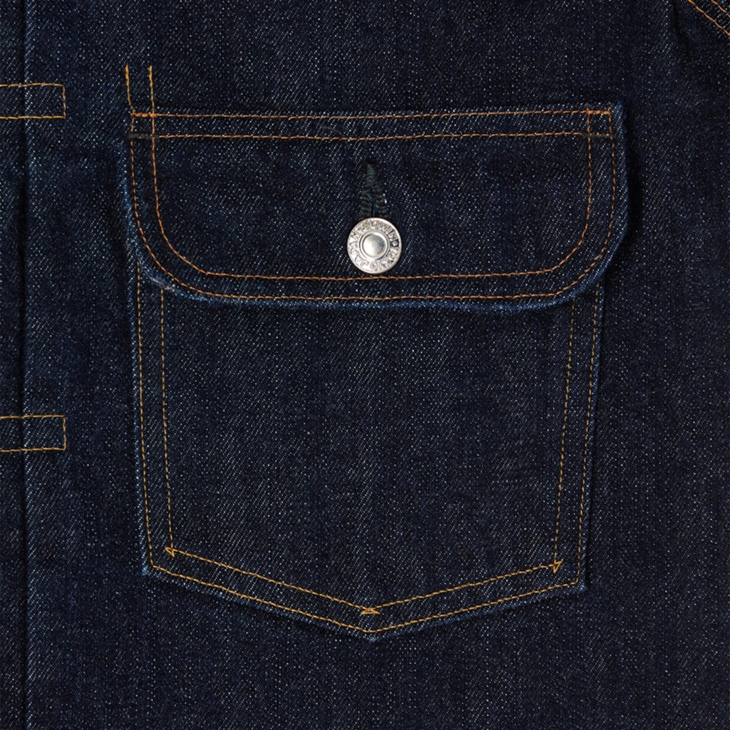 Edwin Denim Jacket - Blue Rinsed - Front Close Up