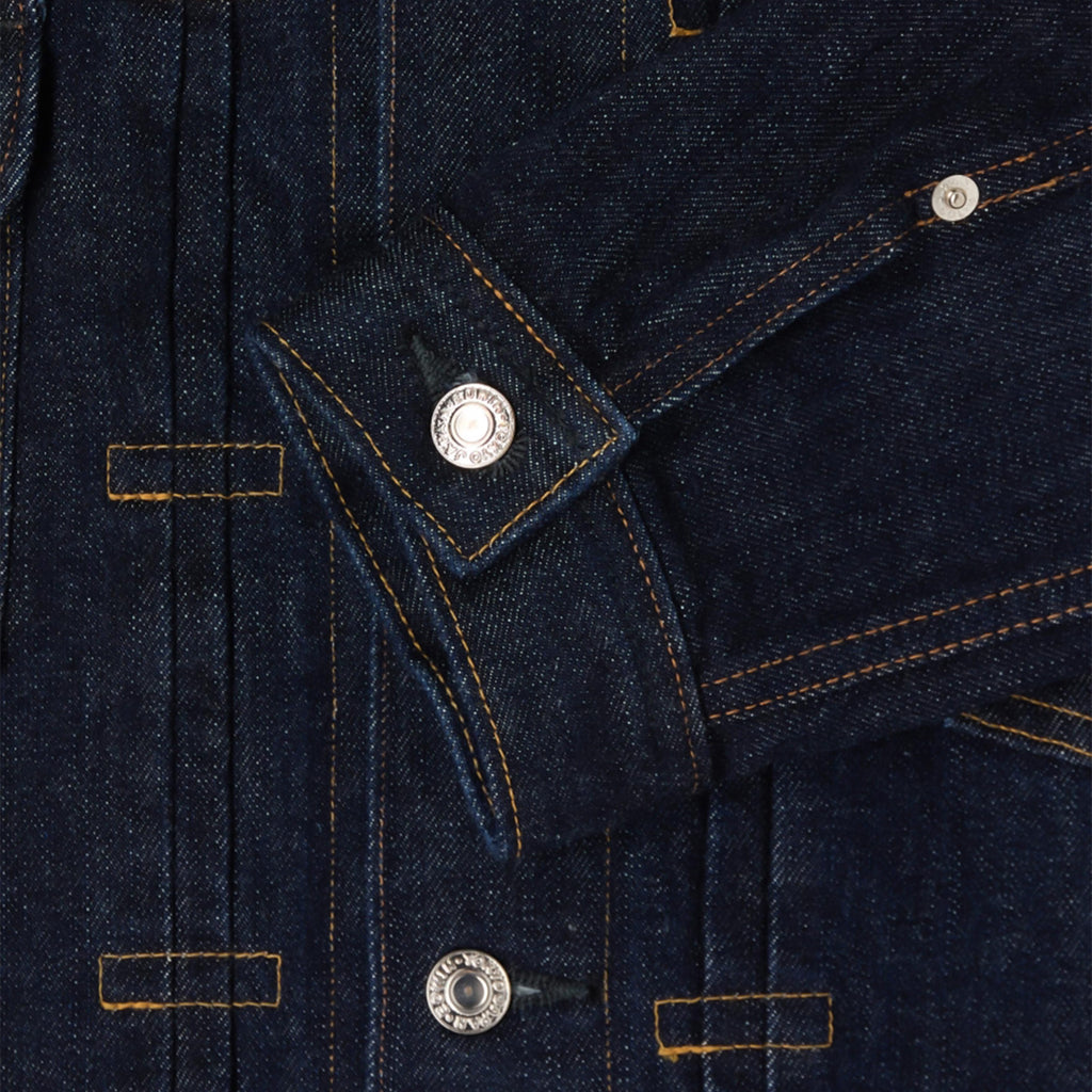 Edwin Denim Jacket - Blue Rinsed - Front Close Up
