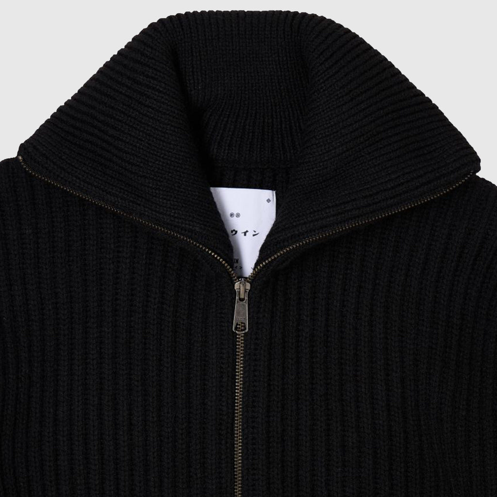 Edwin Gary Zipped Cardigan - Black - Front