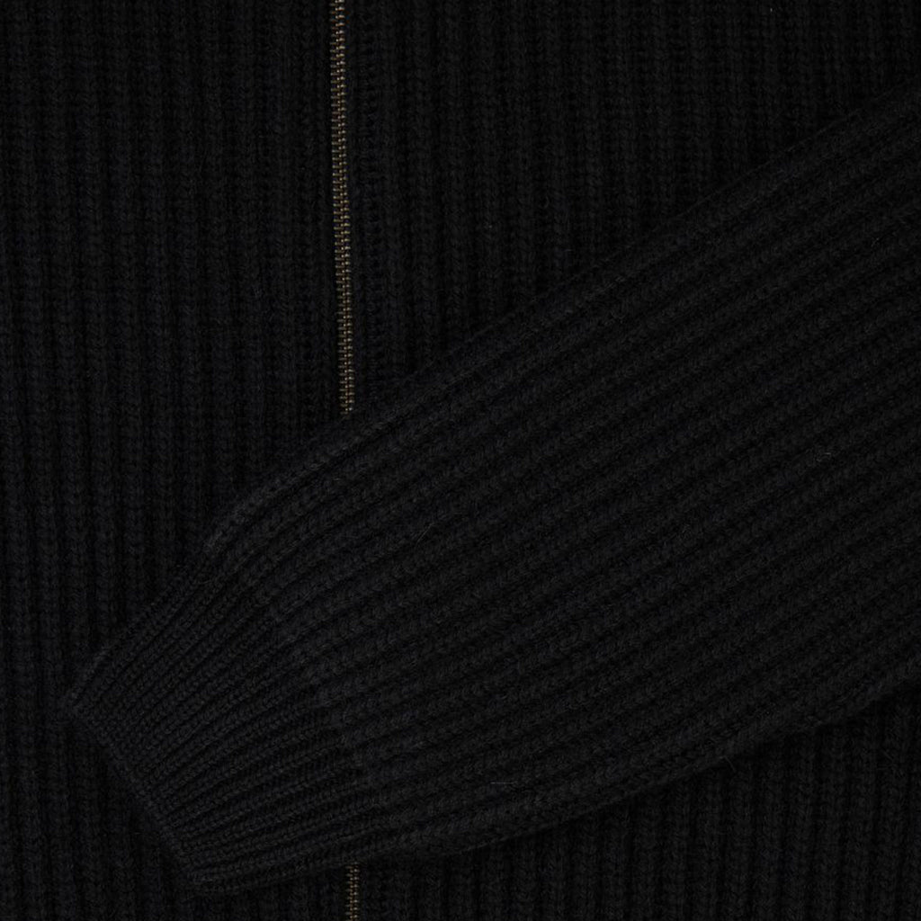 Edwin Gary Zipped Cardigan - Black - Front