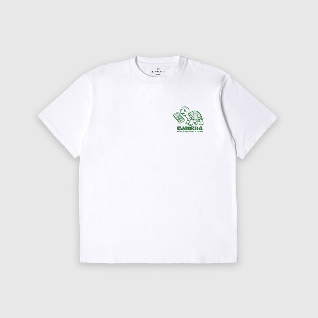 Edwin Kamera Tee - White Garment Washed - Front