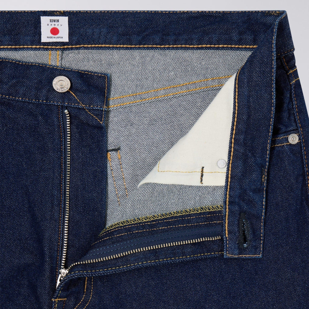 Edwin Loose Jeans - Blue Rinsed - Front Close Up