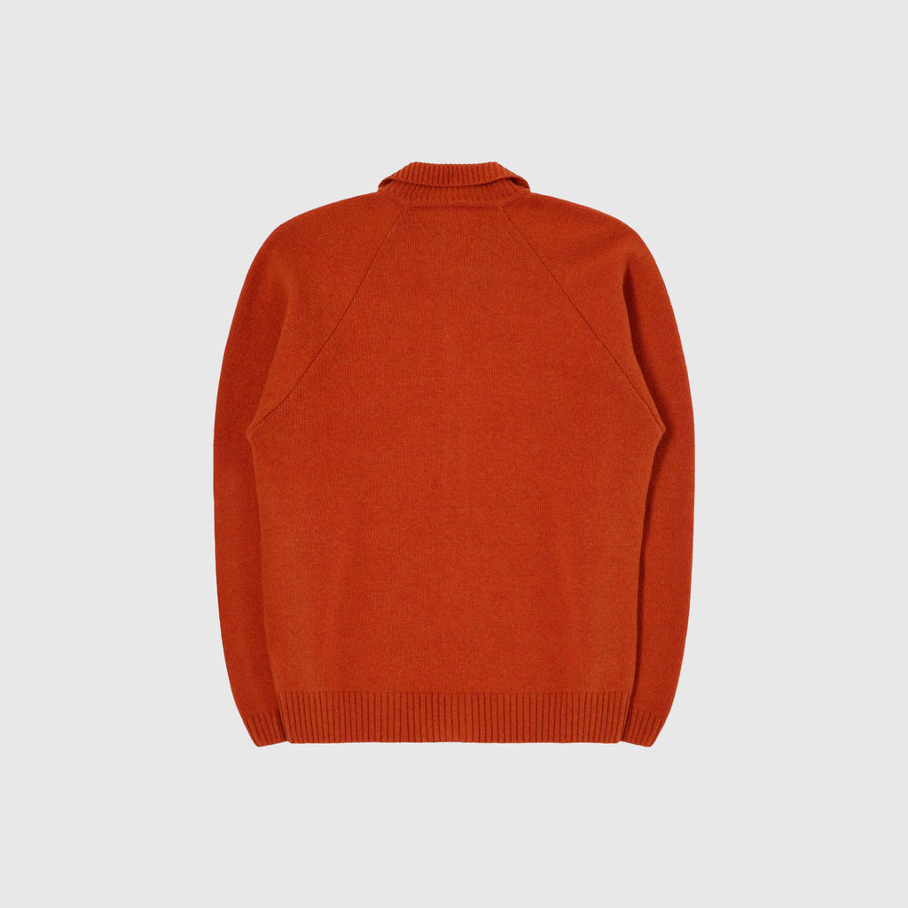 Edwin Mars Polo Cardigan - Orange Garment Washed - Back