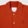 Edwin Mars Polo Cardigan - Orange Garment Washed - Front Close Up