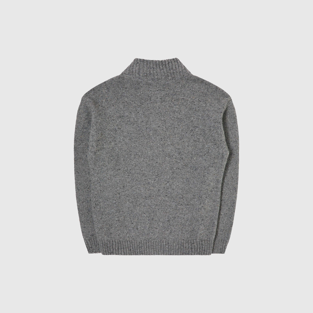 Edwin Maru Half Zip Sweater Knit - Grey Marl - Back