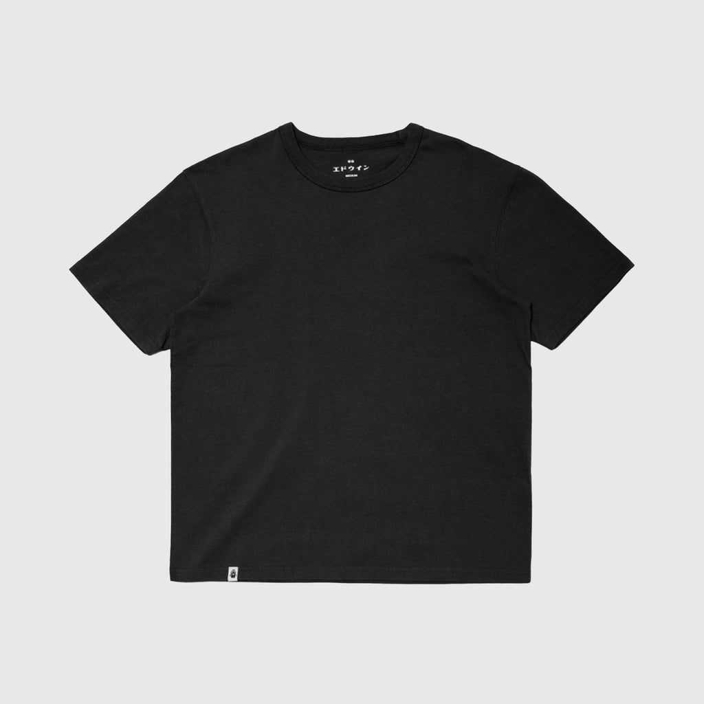 Edwin Regular Basic Tee - Black Garment Washed - Front