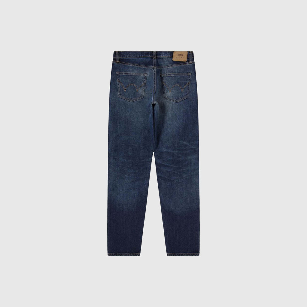 Edwin Regular Tapered Kaihara, Pure Indigo Stretch Denim - Blue Mid Dark Used - Back