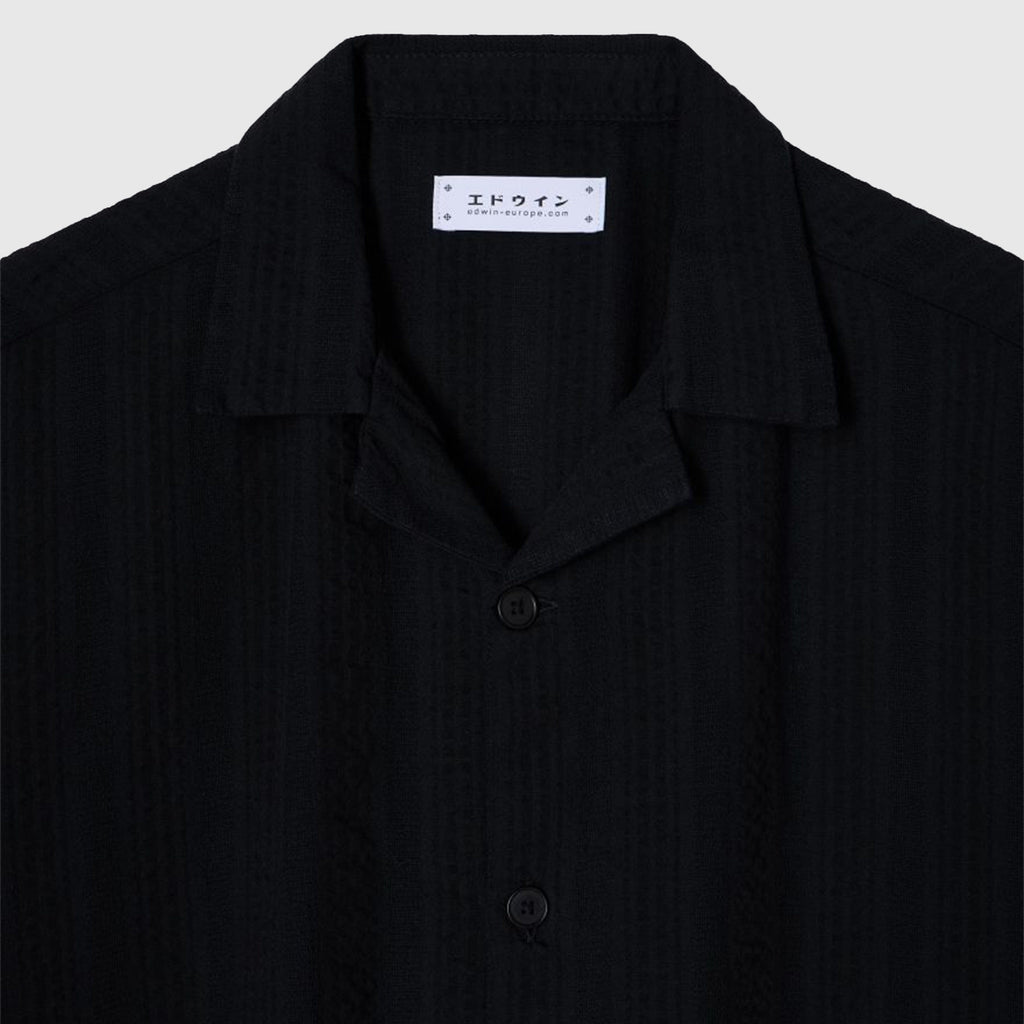 Edwin S/S Sega Shirt - Black Garment Washed - Front Close Up