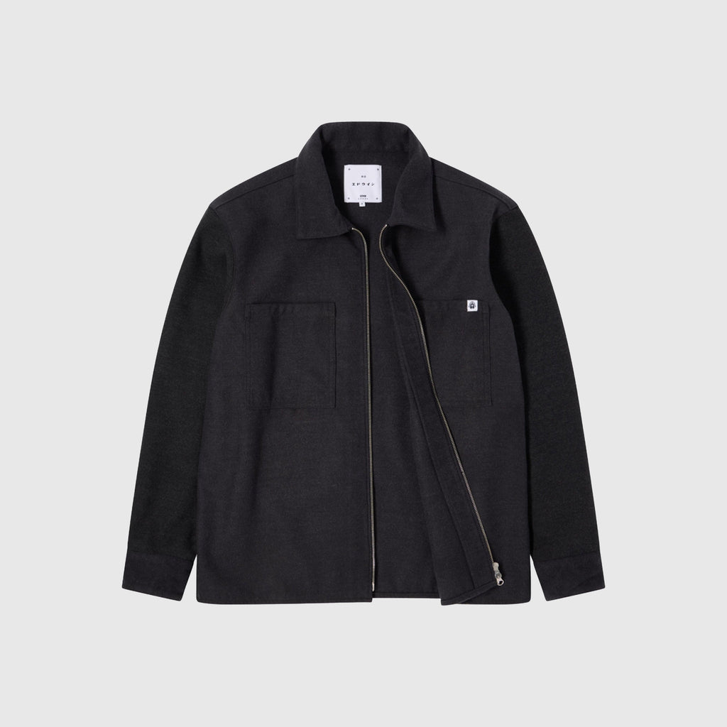 Edwin Snug Overshirt - Dark Grey / Garment Washed - Front