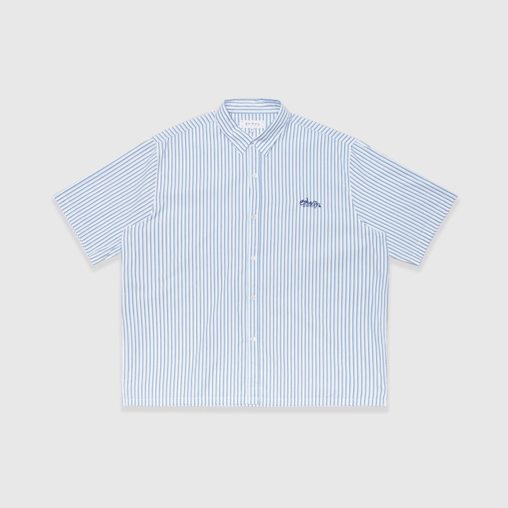 Edwin Toledo Shirt SS Stripes - White / Blue Garment Washed - Front