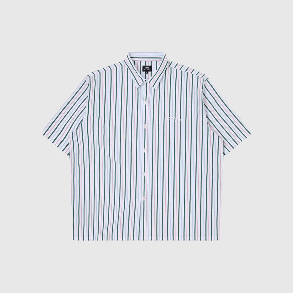 Edwin Toledo Shirt SS Stripes - White / Pink - Front