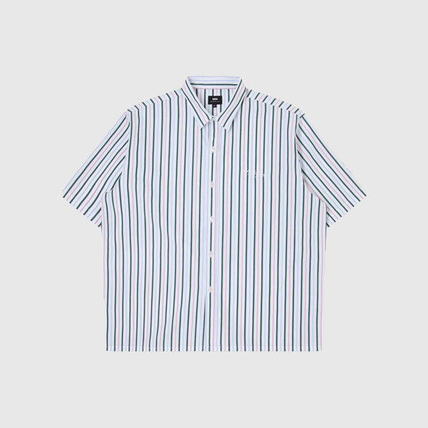 Edwin Toledo Shirt SS Stripes - White / Pink - Front