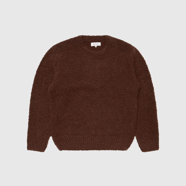 Edwin Dun Textured Sweater - Rum Raisin Garment Washed