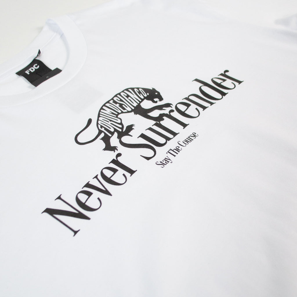 FDC Panther Tee - White - Front Close Up