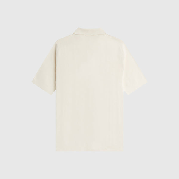 Fred Perry Button Through Knitted Shirt - Ecru - Back