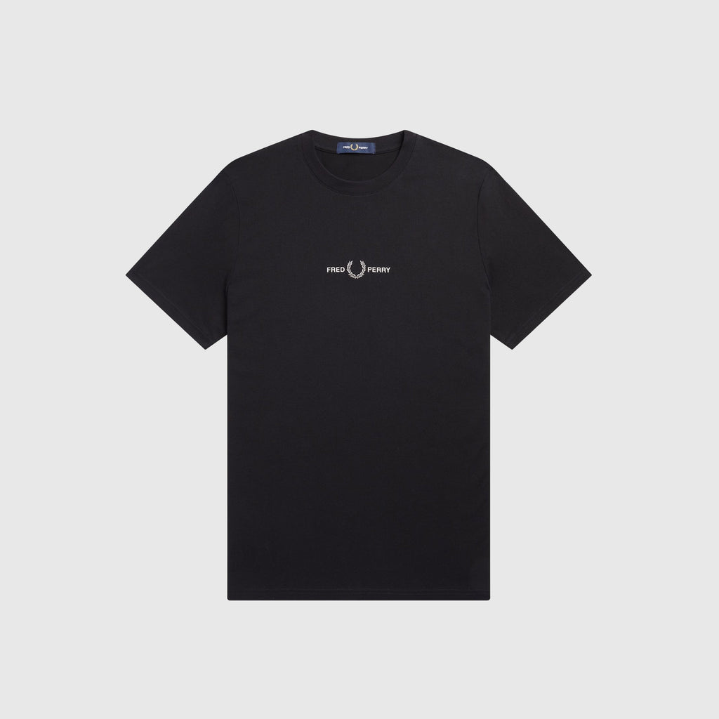Fred Perry Embroidered T-Shirt - Black - Front