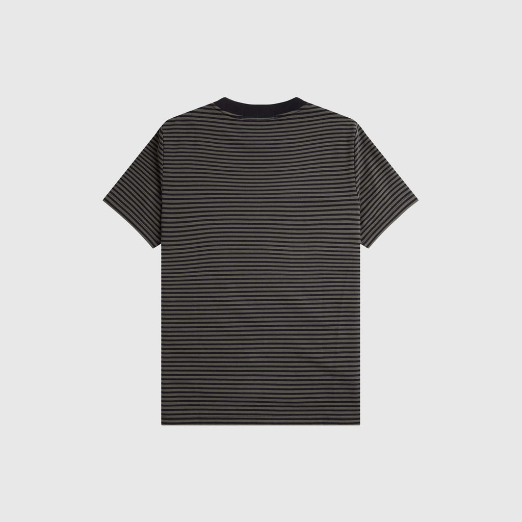 Fred Perry Fine Stripe Heavy Weight Tee - Black / Field Green - Back