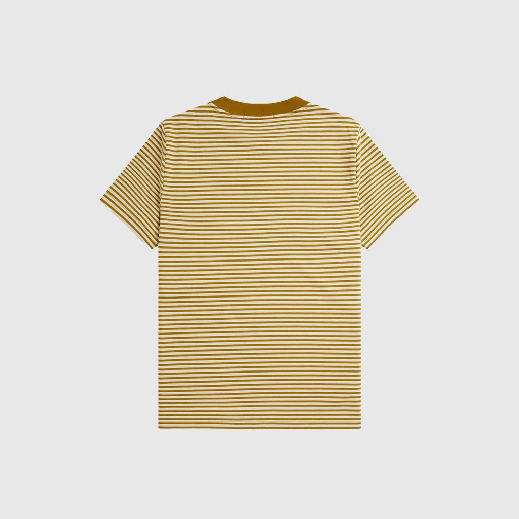 Fred Perry Fine Stripe Heavy Weight Tee - Oatmeal / Dark Caramel - Back