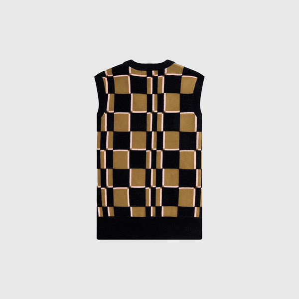Fred Perry Glitch Chequerboard Tank - Shaded Stone / Navy - Back