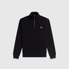 Fred Perry Half Zip Sweatshirt - Black / White - Front