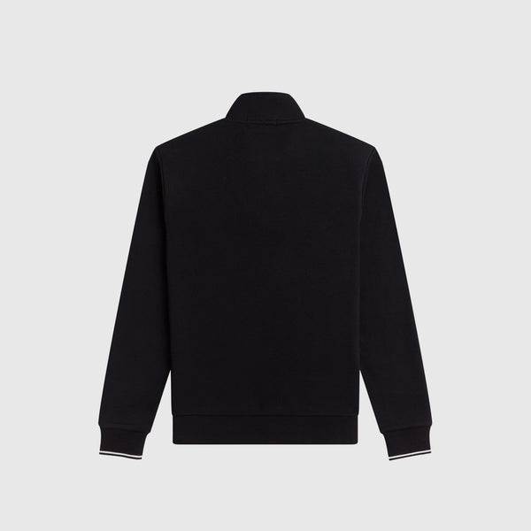 Fred Perry Half Zip Sweatshirt - Black / White - Back