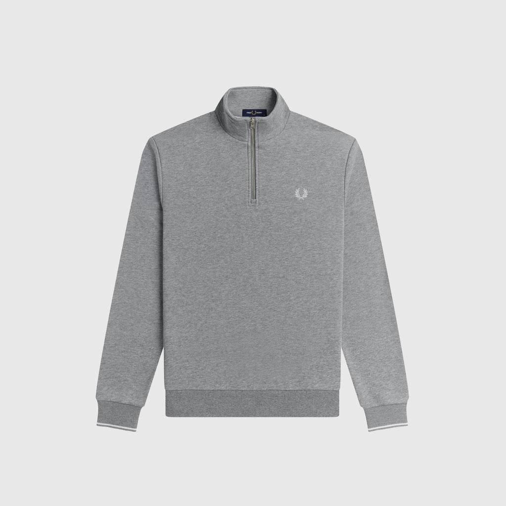 Fred Perry Half Zip Sweatshirt - Steel Marl - Front