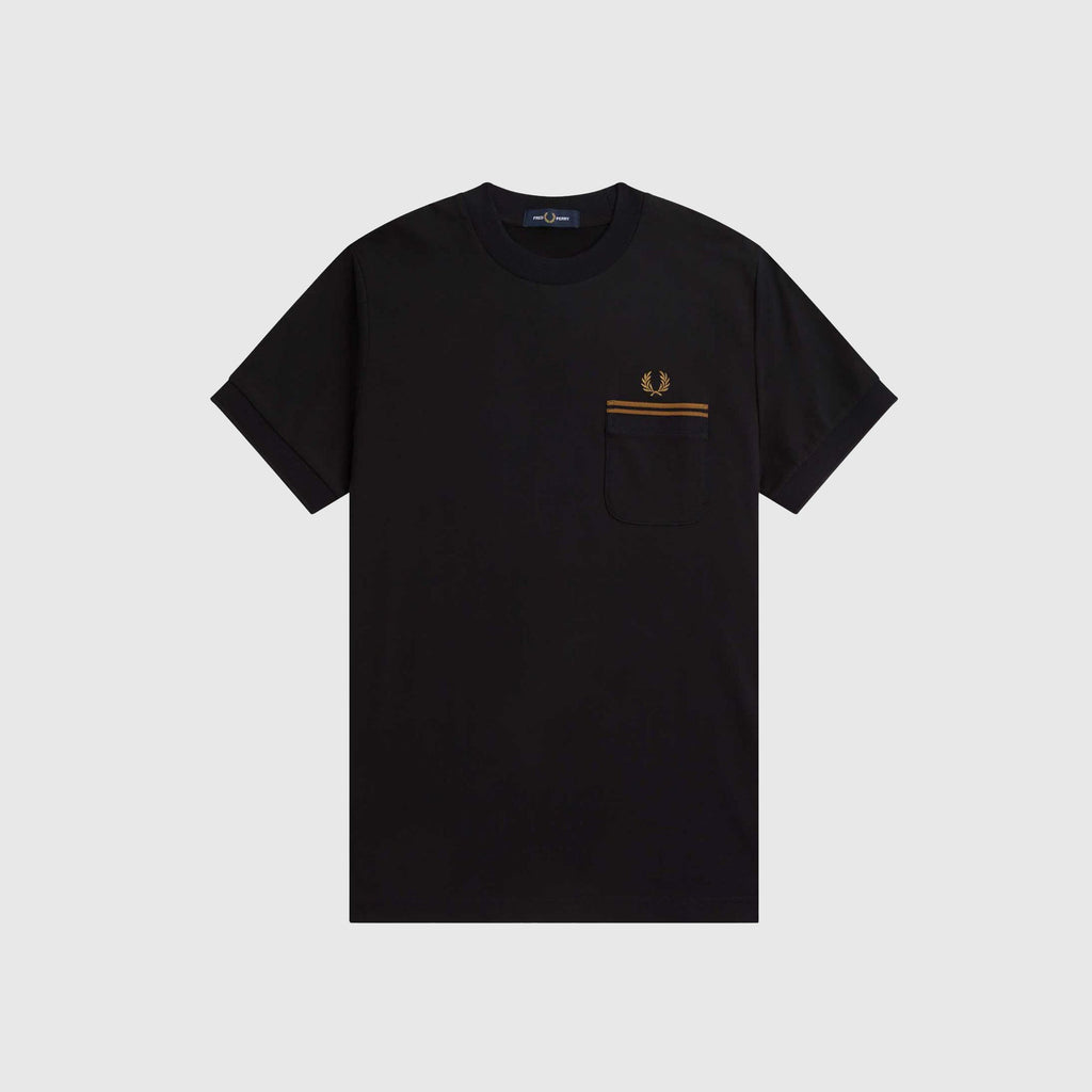 Fred Perry Loopback Jersey Pocket T-Shirt - Black - Front