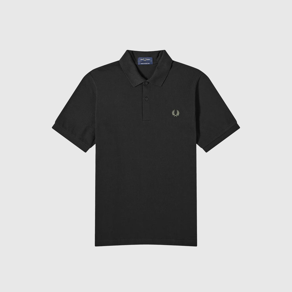 Fred Perry Plain Fred Perry Shirt - Black / Field Green - Front