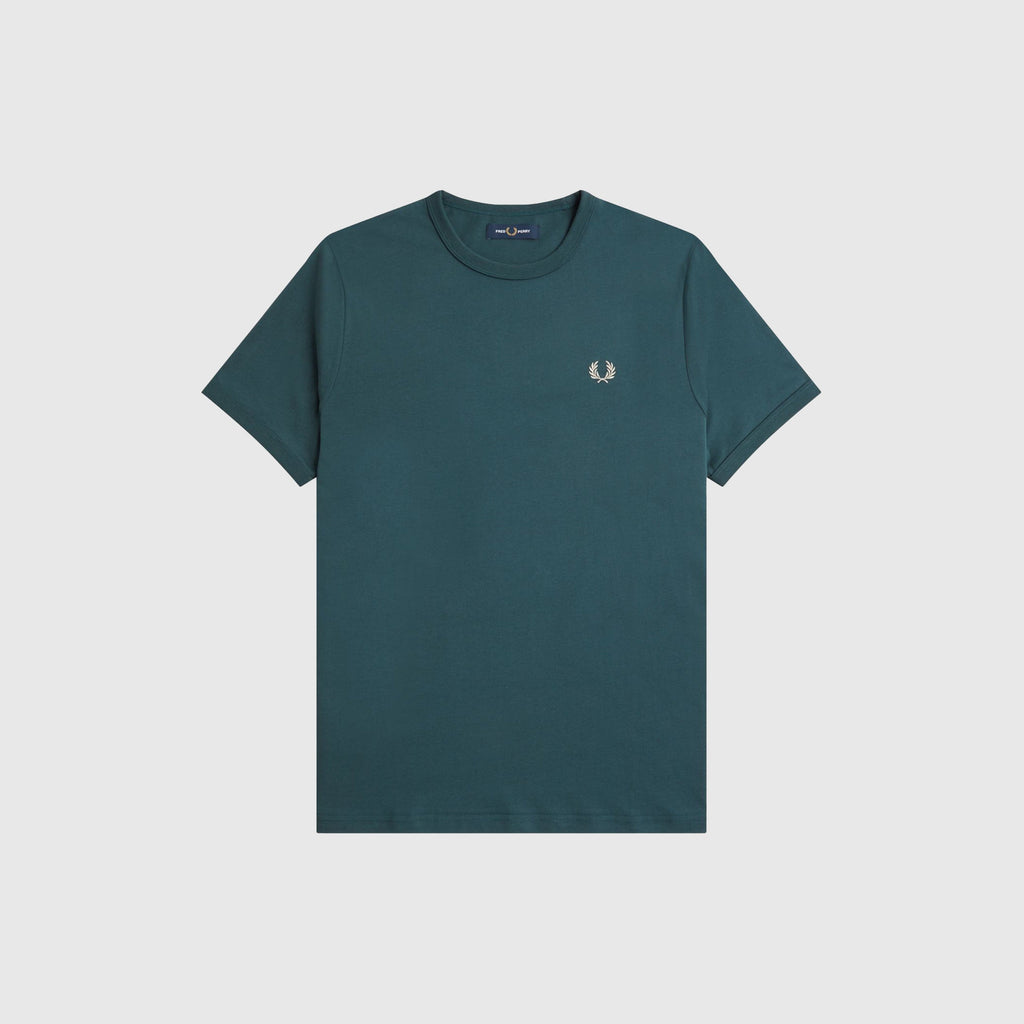 Fred Perry Ringer Tee - Petrol Blue - Front