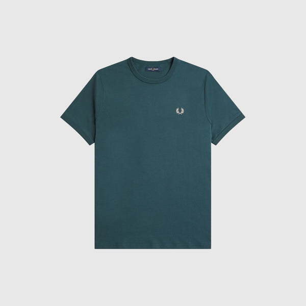 Fred Perry Ringer Tee - Petrol Blue - Front