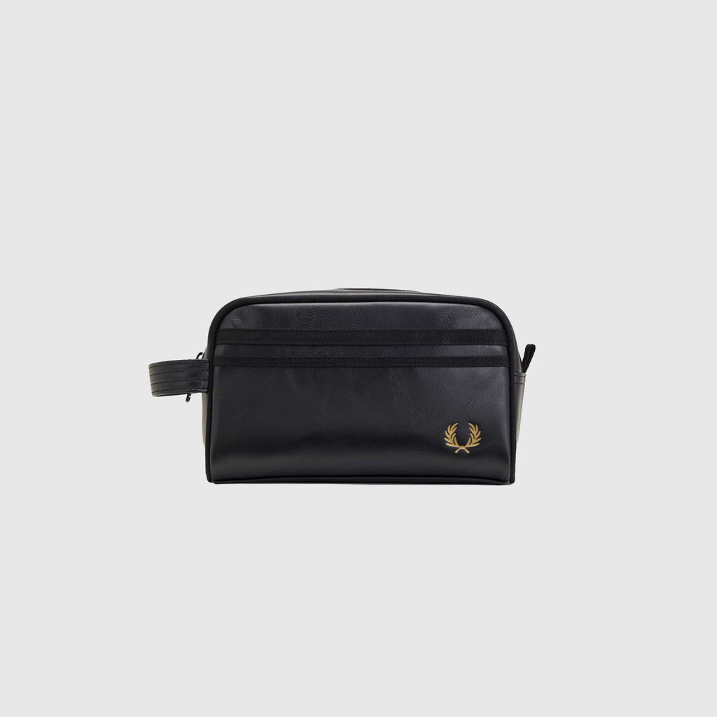 Fred Perry Tonal PU Wash Bag - Black - Front