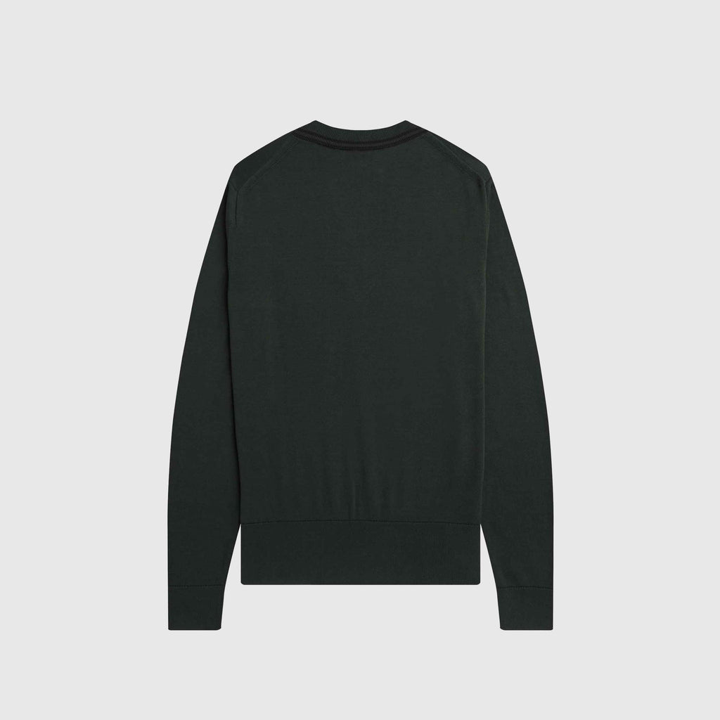 Fred Perry V-Neck Jumper - Night Green - Back