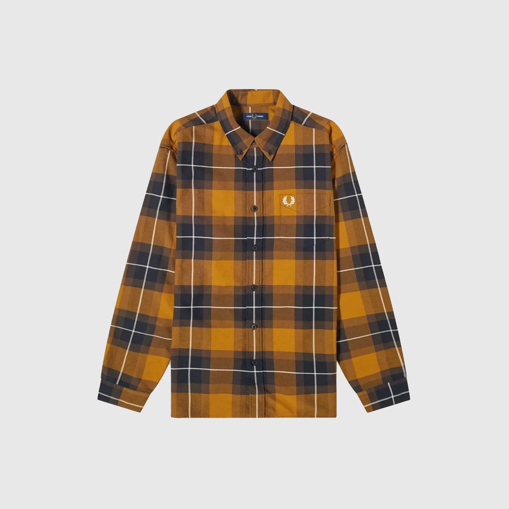 Fred Perry LS Tartan Shirt - Dark Caramel