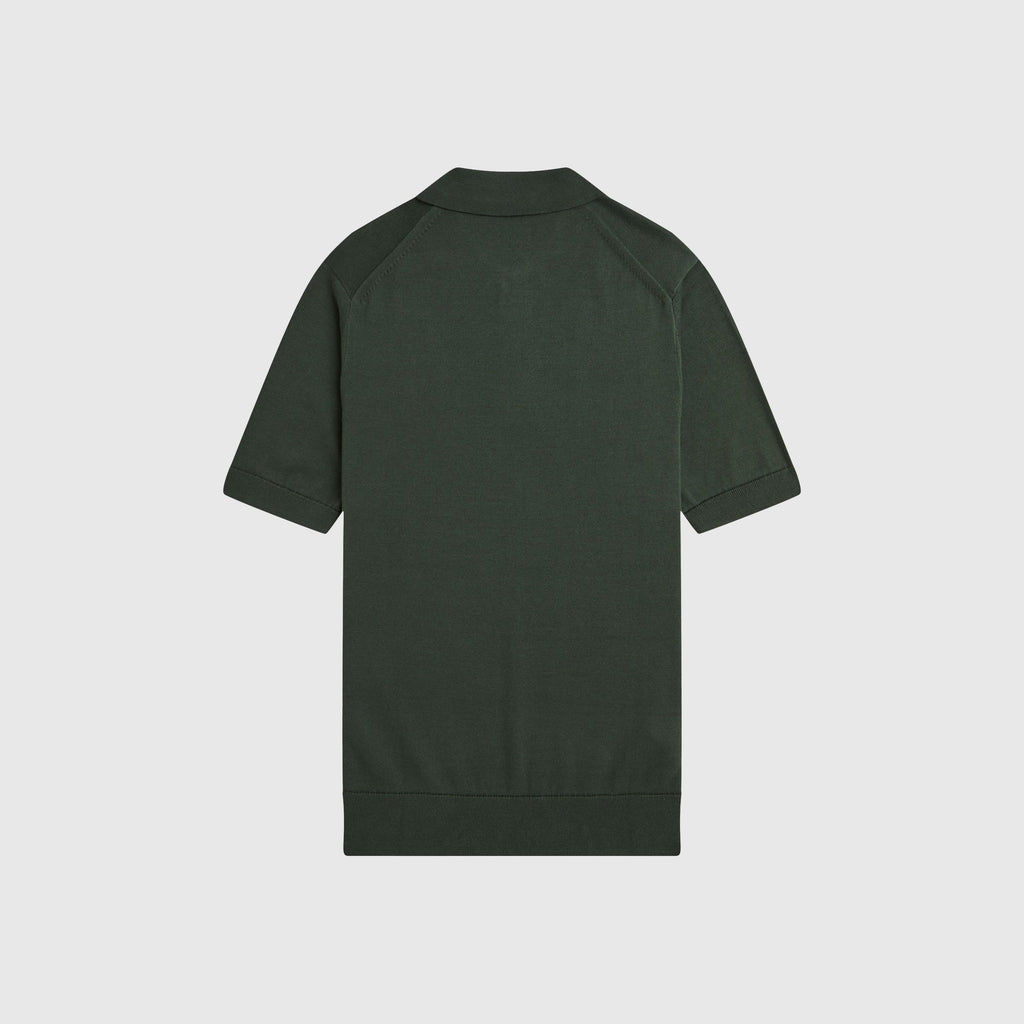 Fred Perry Cotton Knitted Shirt - Court Green - Back