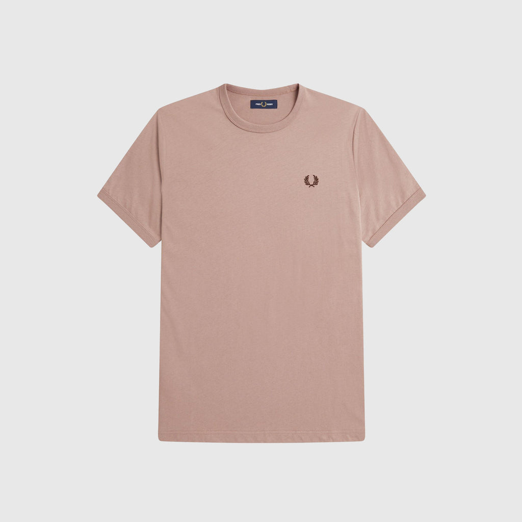 Fred Perry Ringer Tee - Dark Pink / Black - Front