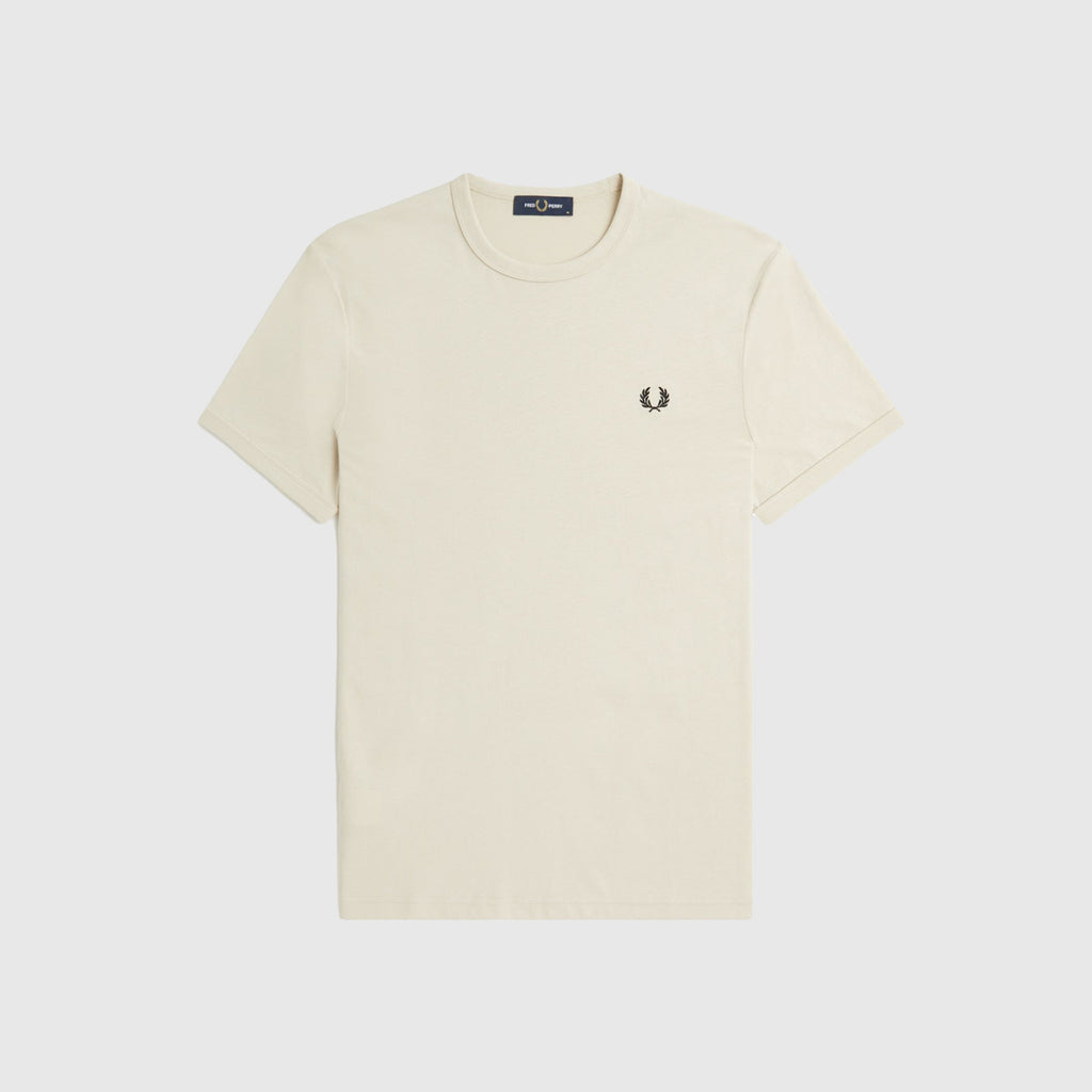 Fred Perry Ringer Tee - Oatmeal / Black - Front
