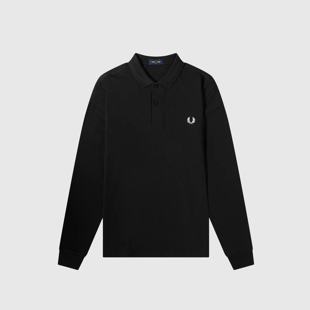 Fred Perry LS Plain Fred Perry Shirt - Black / Chrome - Front