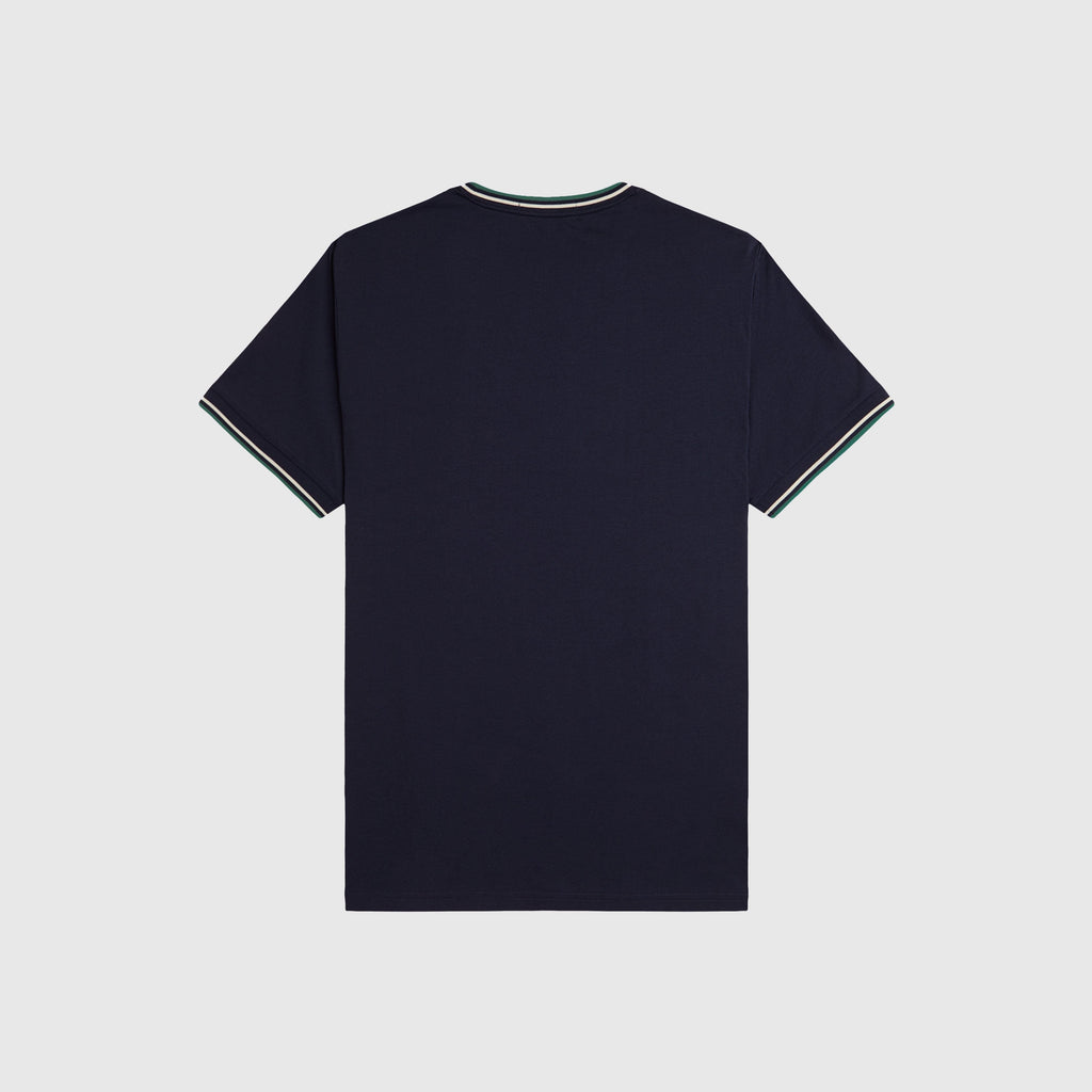 Fred Perry Twin Tipped T-shirt - Dark Carbon / Light Ecru / Label Green - Back