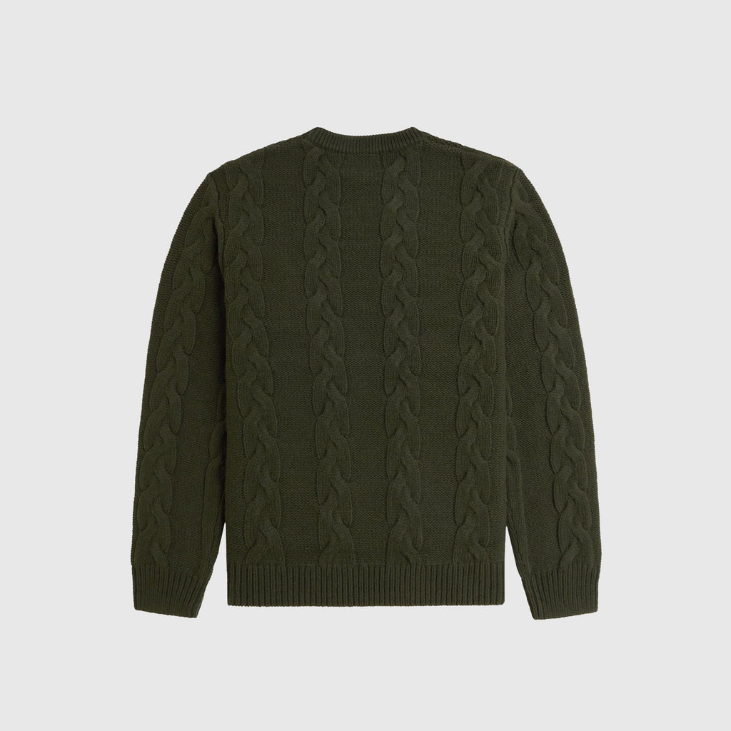 Fred Perry Chunky Cable Knit Jumper - Hunting Green - Back
