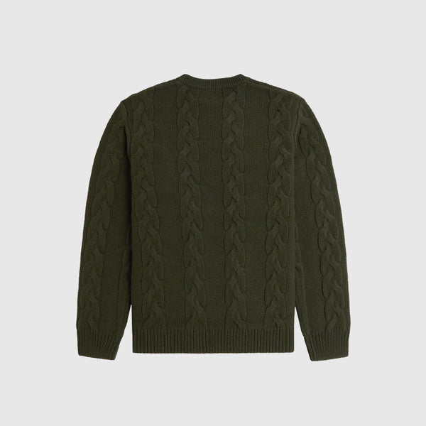 Fred Perry Chunky Cable Knit Jumper - Hunting Green - Back