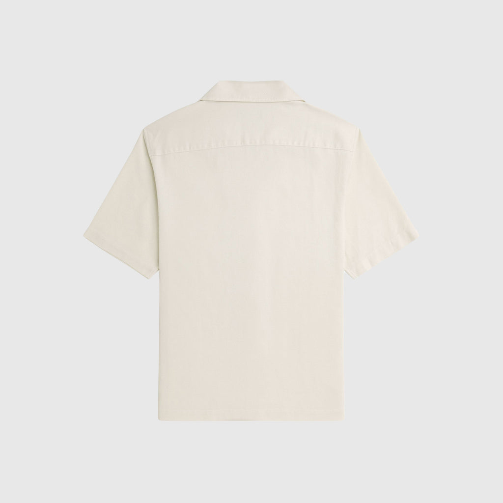 Fred Perry Pique Texture Revere Collar Shirt - Ecru - Back